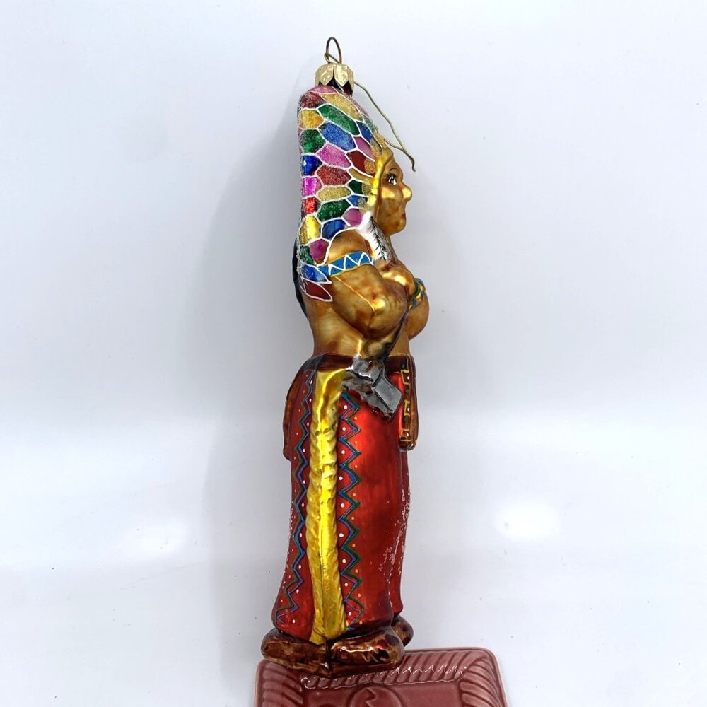 Christopher Radko "Me Big Chief" Glass Ornament 97 316 0 Indian 8" Tall Vintage - Picture 10 of 14